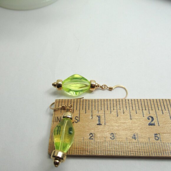 Uranium glass bead earrings on 14k gold filled - Picture 5 of 10